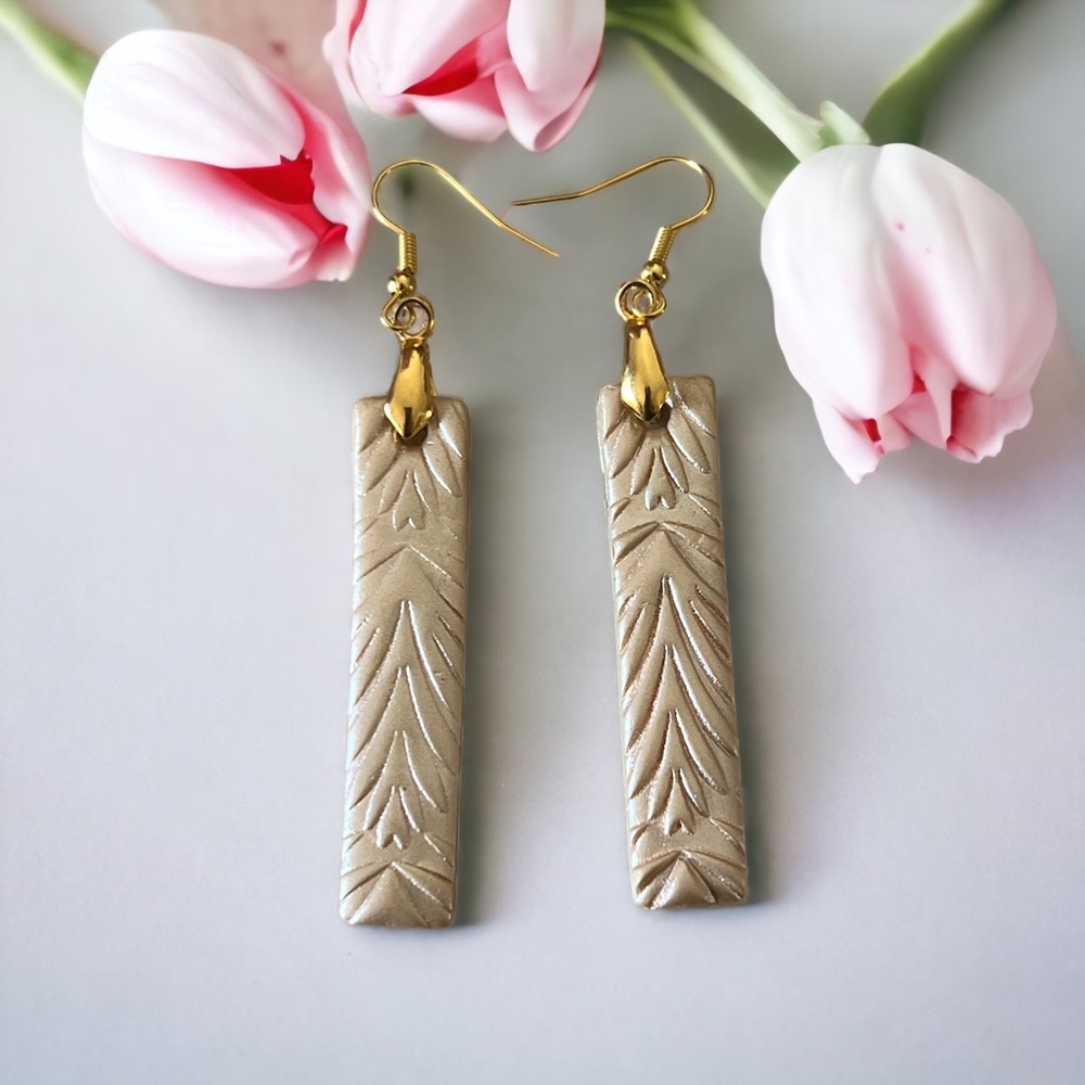 Golden clay slab earrings